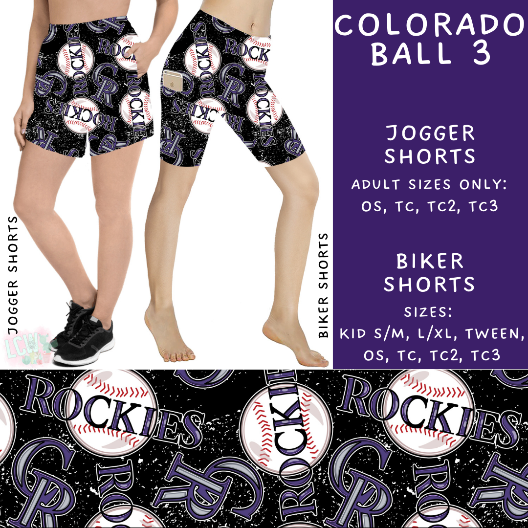 Batch #343 - Home Run Collection - Closes 5/22 - ETA mid July - Colorado Ball 3 Biker & Jogger Shorts