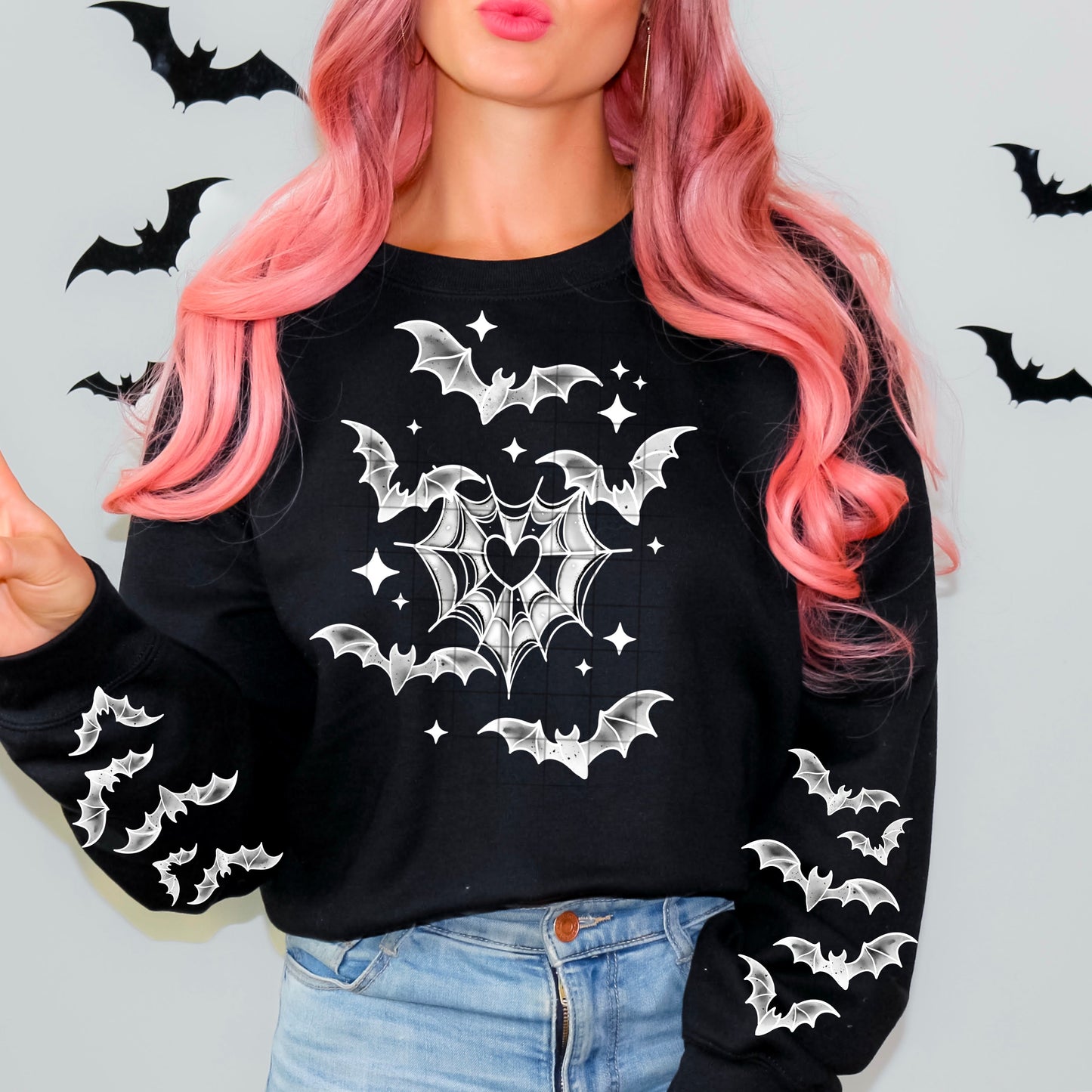 Bats and Heart Web 1 Sweatshirt or T-shirt
