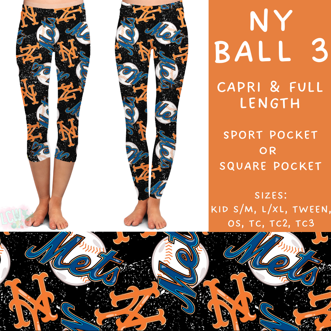 Batch #343 - Home Run Collection - Closes 5/22 - ETA mid July - NY Ball 3 Full and Capri Length Leggings