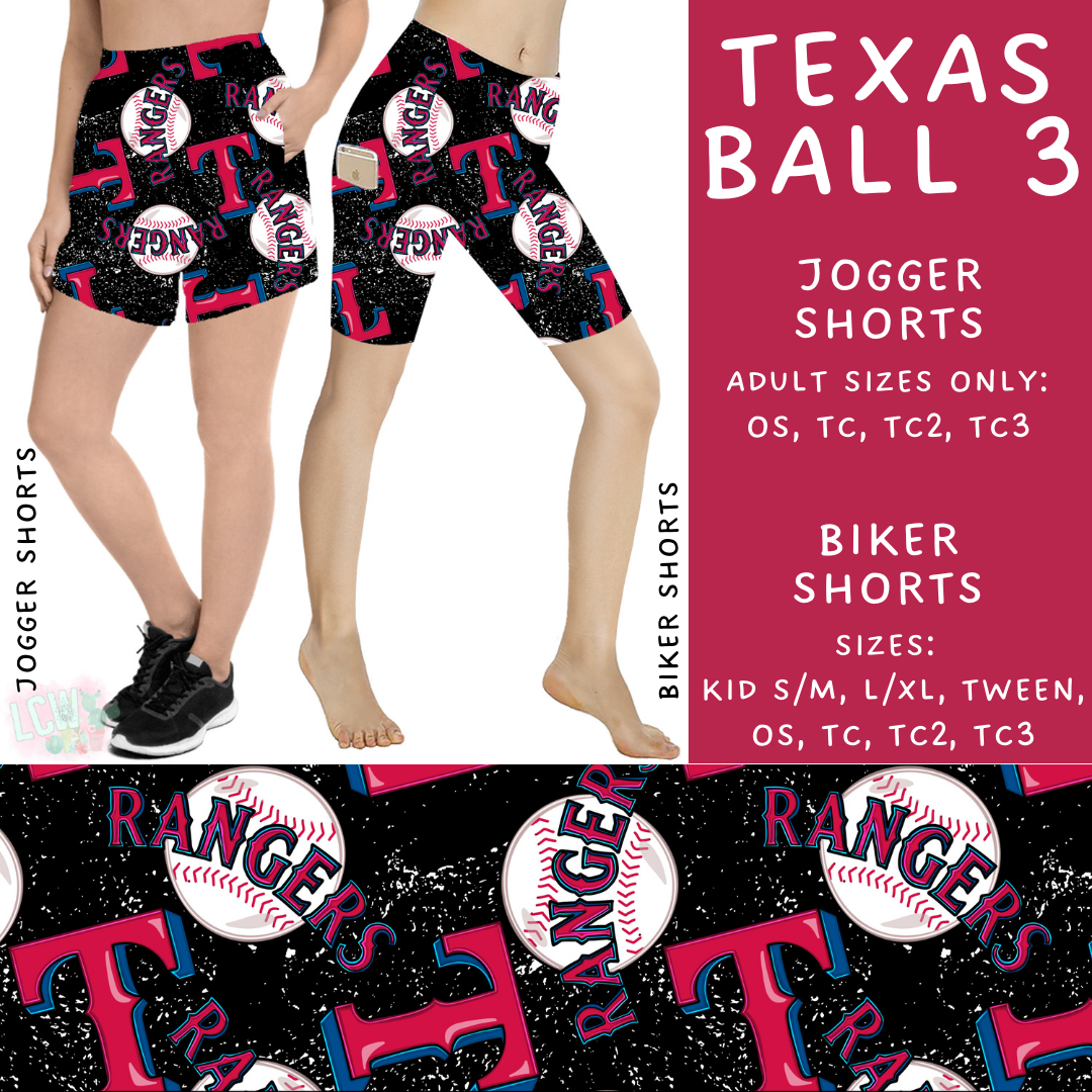 Batch #343 - Home Run Collection - Closes 5/22 - ETA mid July - Texas Ball 3 Biker & Jogger Shorts