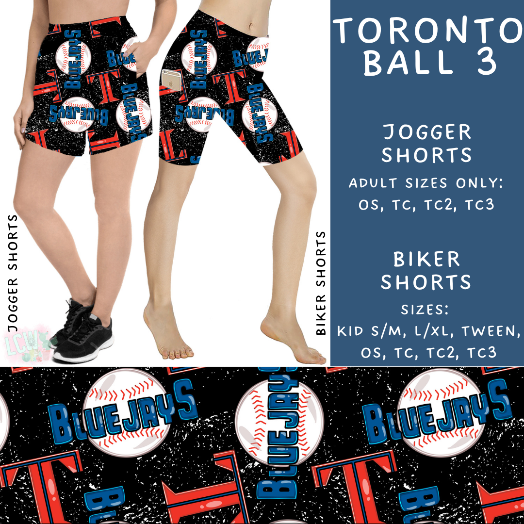 Batch #343 - Home Run Collection - Closes 5/22 - ETA mid July - Toronto Ball 3 Biker & Jogger Shorts