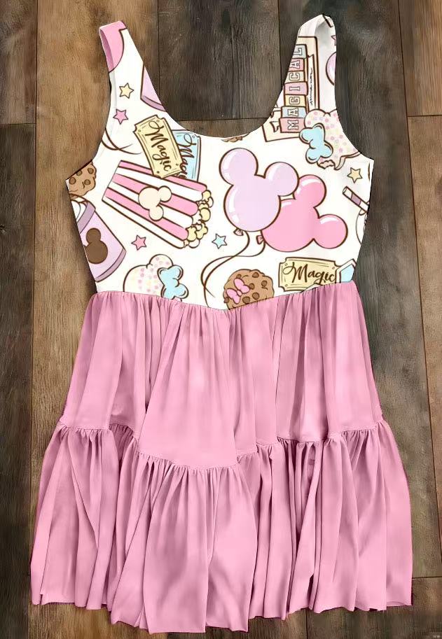 Kid's Mouse Snacks Pink Mesh Dress w/ Shorts Underneath- Preorder - ETA early April