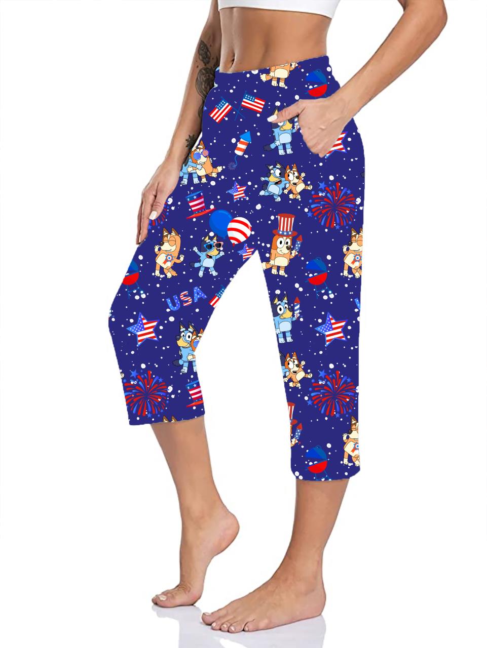 Red, White & Bluey Capri JOGGER Pants
