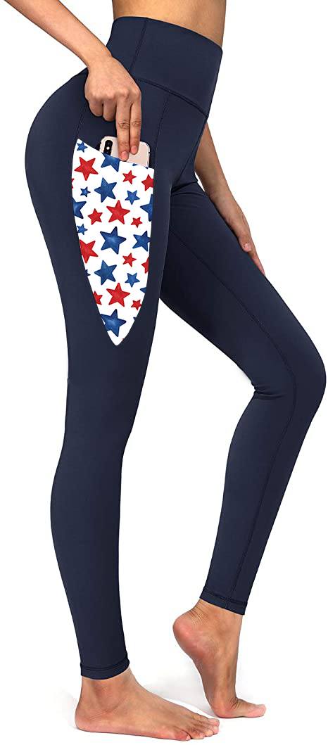 Navy Stars V Pocket Leggings with Pockets