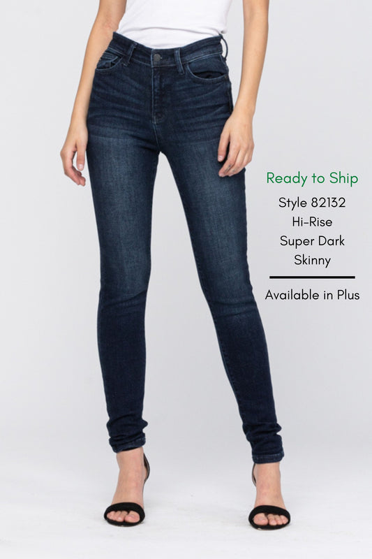 Judy Blue Super Dark High Waist Skinny Jeans - 82132- READY TO SHIP