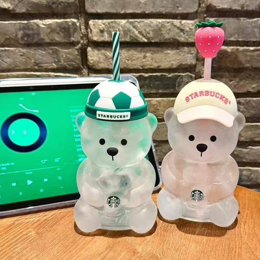 AUTHENTIC Starbucks China Soccer and Strawberry Bearista Glass Cups -  Preorder