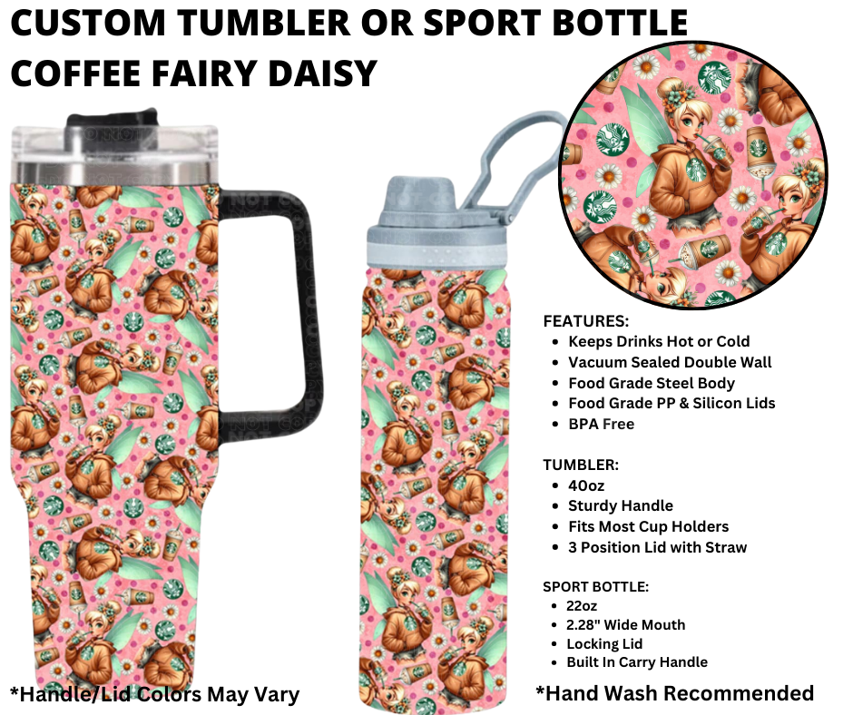 Preorder! Closes 1/1. ETA March. Coffee Fairy Dust Custom Tumbler or Sport Bottle