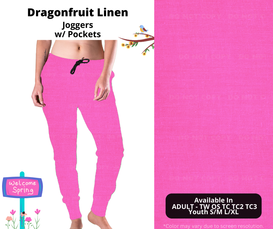 Preorder! Closes 1/8. ETA April. Dragonfruit Linen Joggers