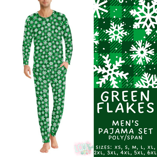 Batch #412 - Christmas Family Pajamas 2 - Closes 9/12 - ETA late October - Green Flakes Men's Pajama Set