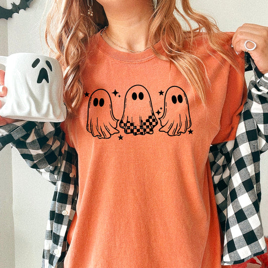 3 ghosts black print T-shirts