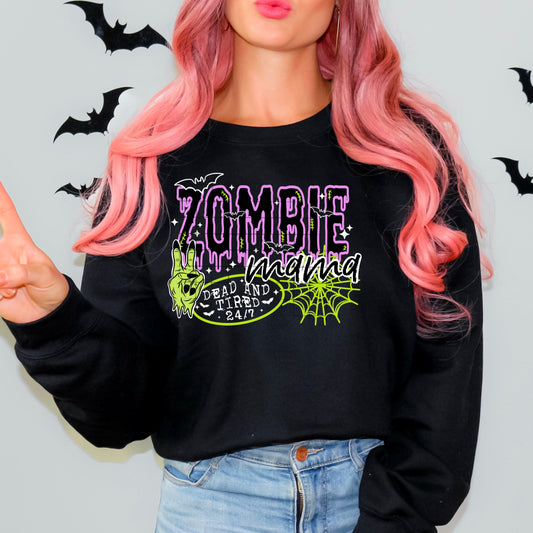 Zombie Mama White Ink Sweatshirt or T-shirt