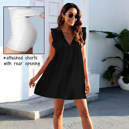 Solid Black Pocket Dress with Shorts - PREORDER - ETA MID JULY