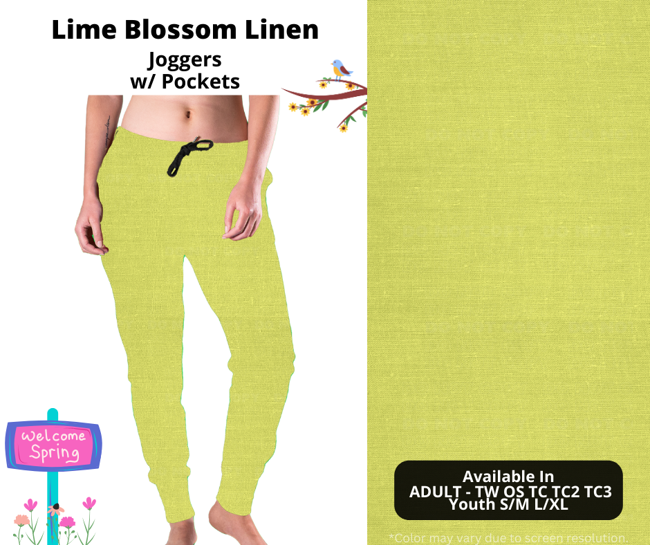 Preorder! Closes 1/8. ETA April. Lime Blossom Linen Joggers