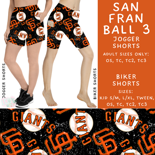 Batch #343 - Home Run Collection - Closes 5/22 - ETA mid July - San Fran Ball 3 Biker & Jogger Shorts