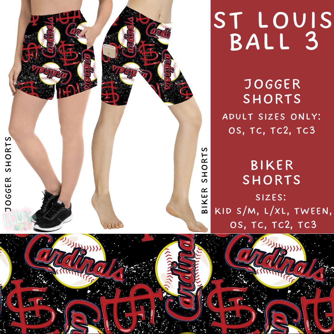 Batch #343 - Home Run Collection - Closes 5/22 - ETA mid July - St Louis Ball 3 Biker & Jogger Shorts
