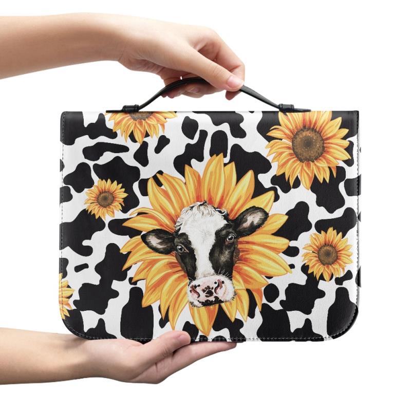 Sunflower w/ cow print Journal / Bible Cover- Preorder - Closing 7/18 - ETA Mid August