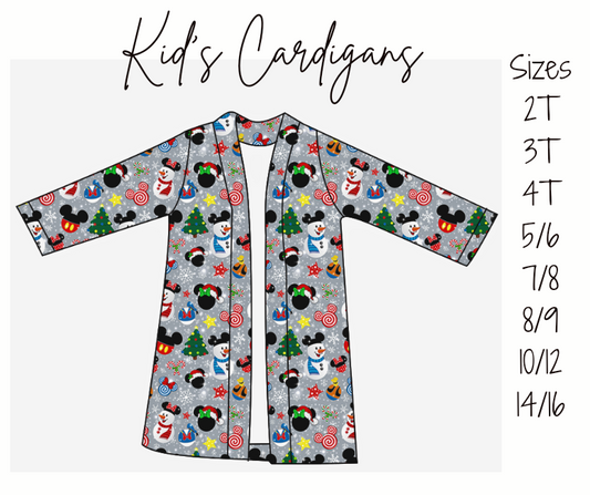 Christmas Mouse Kids Cardigan - Preorder - ETA Late Nov. 2024