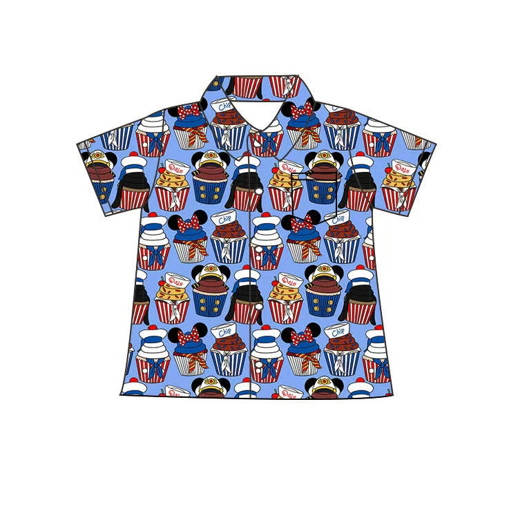 Cruise Cupcakes Button Down kid's Shirt- PREORDER -  4 to 6 Weeks