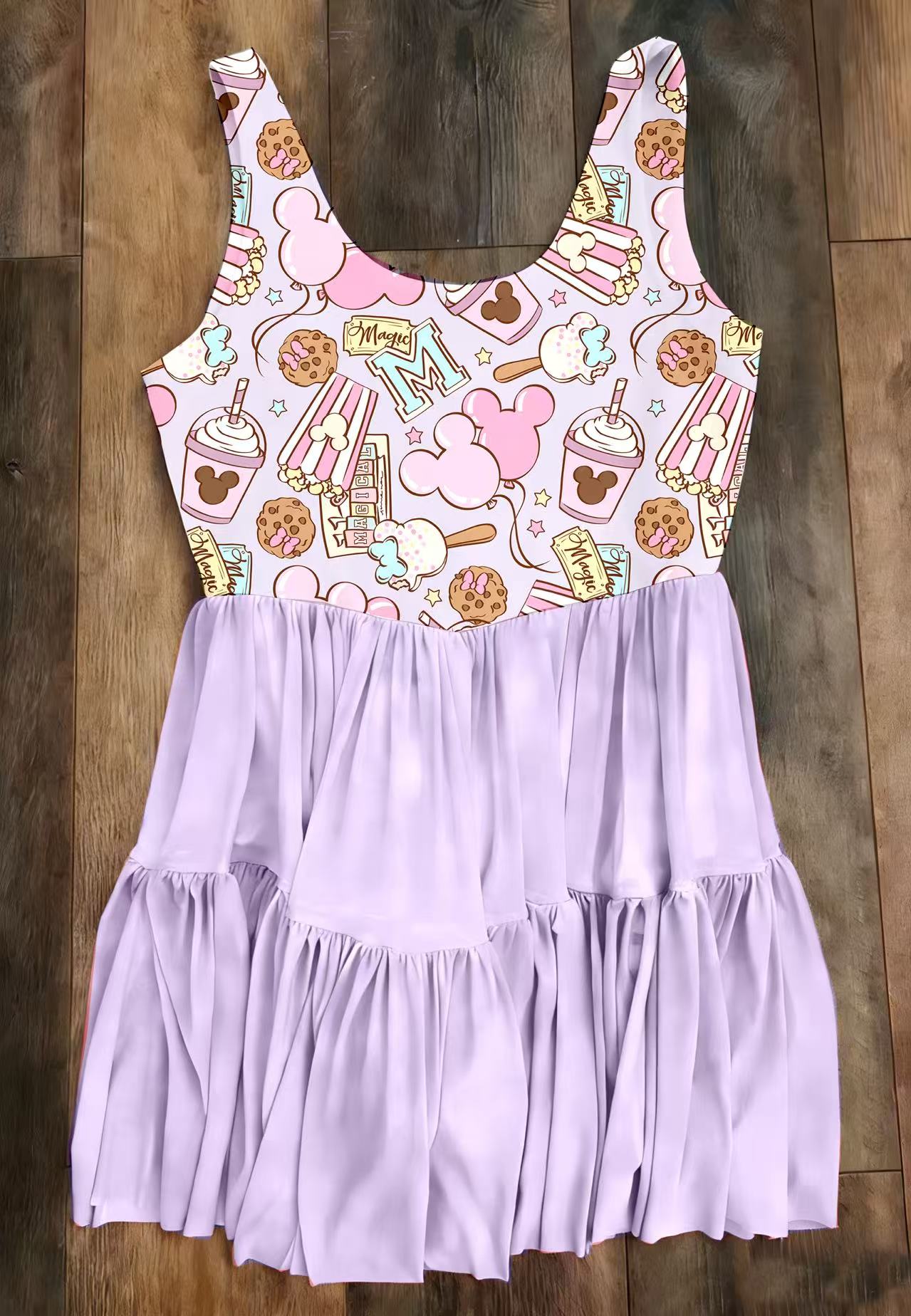 Kid's Mouse Snacks Purple Mesh Dress w/ Shorts Underneath- Preorder  - ETA early April
