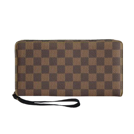 Brown Checkered Wallet