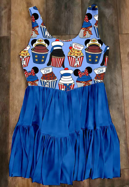 Kid's Cruise Cupcakes Mesh Dress w/ Shorts Underneath- Preorder  - ETA early April