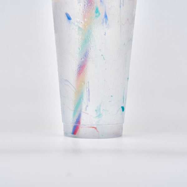 Cold Water Marble Color Changing Reusable Confetti Swirl Cups with Rainbow straw - 5 Pack