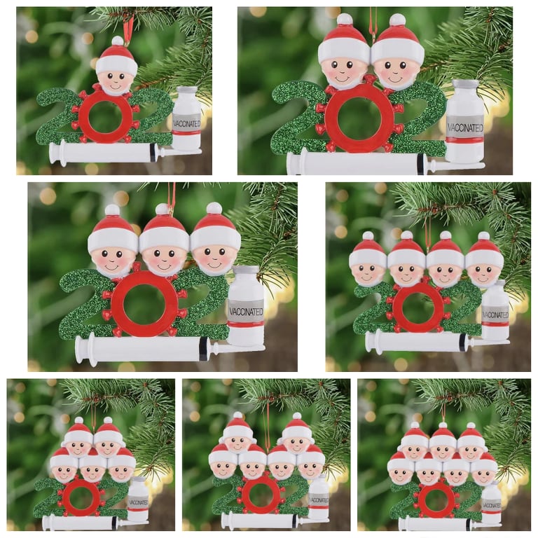 2021 Personalized Covid Vaccine Christmas Ornament - Made of Resin clay(Not Plastic, Not Bendable, Not Cheap quality PVC material).