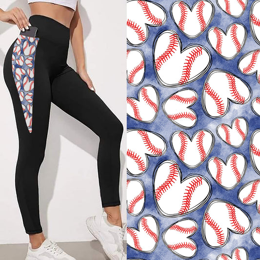 Baseball Hearts V Waist Leggings with Pockets Preorder