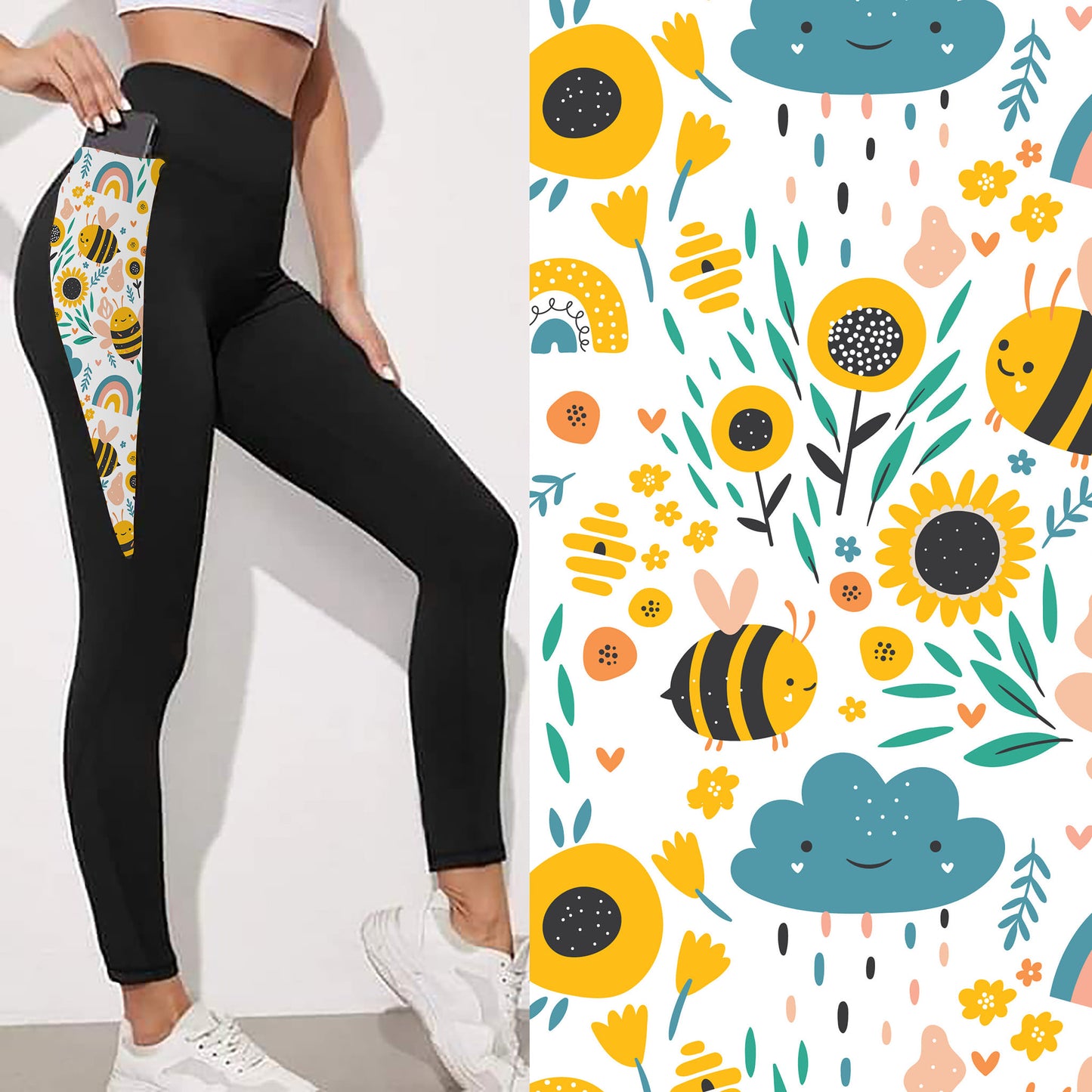 Spring Bees V Waist Leggings with Pockets Preorder