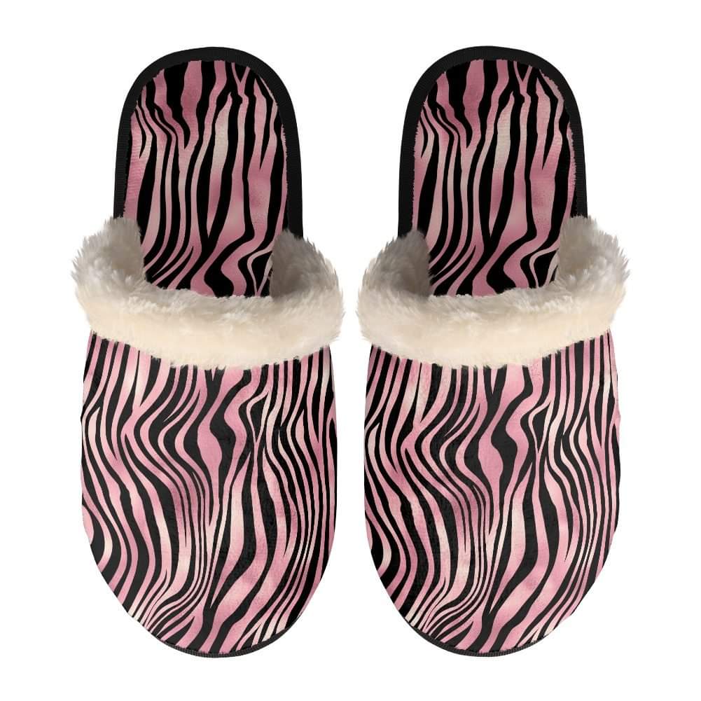Pink Zebra Slippers