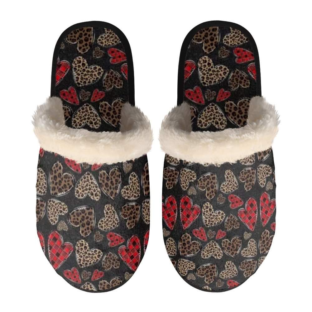 Leopard Plaid Heart Slippers