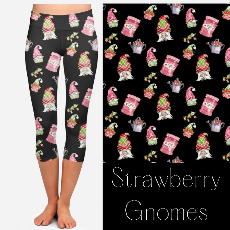 Strawberry Gnomes Capri Leggings