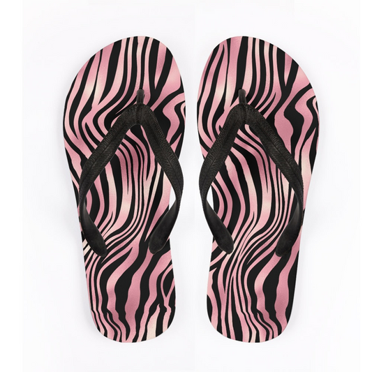 Pink Zebra Flip Flops