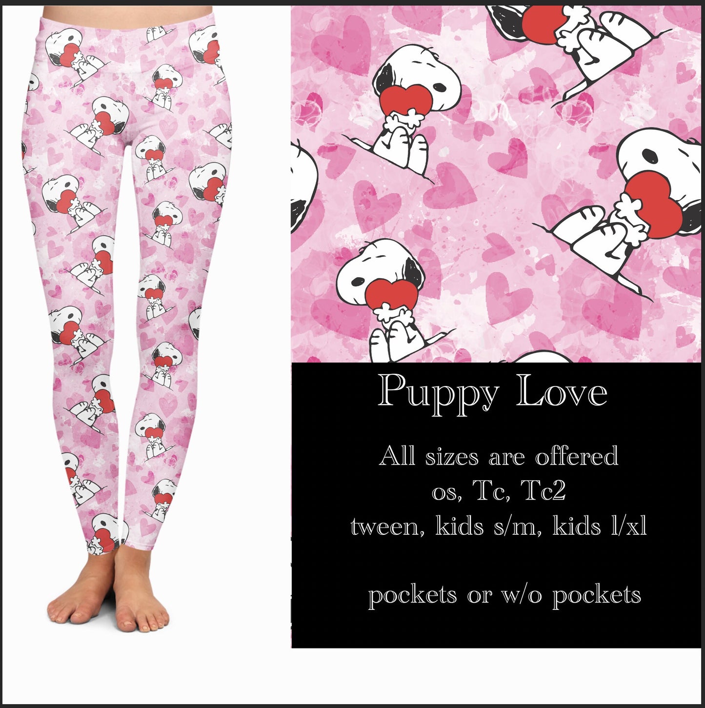 Puppy Love Valentine Leggings with Pockets - Preorder - ETA late Jan. 2024