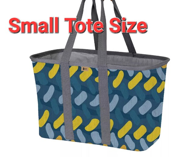 Large Utility Tote Blue Stripped Floral
