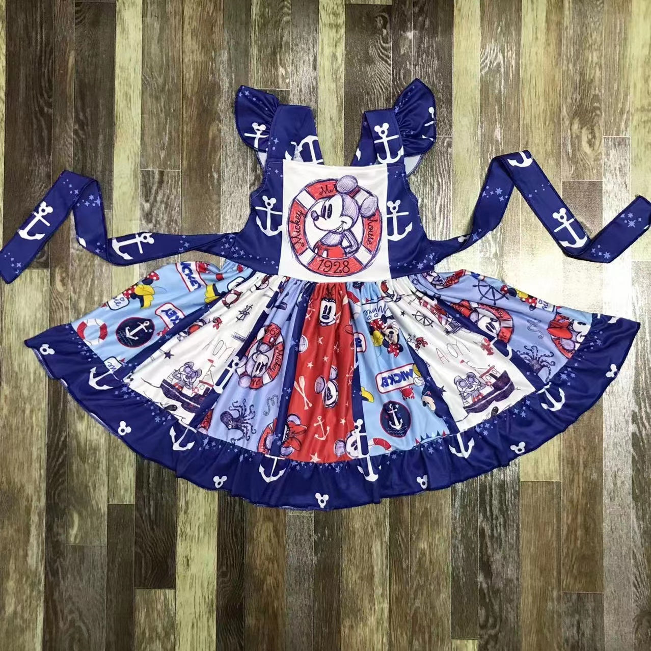 Nautical Mouse Girl's Twirl dress